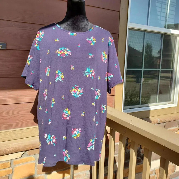 Croft & Barrow Blue Floral Short Sleeve T-Shirt Women's Plus Size 2X NWOT - Picture 15 of 15